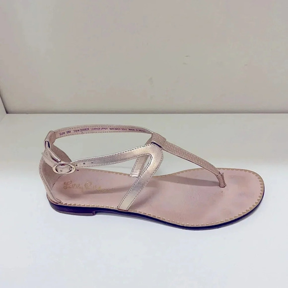 Lilly Pulitzer Heather T-Strap thong Sandal in Gold Metallic - Picture 1 of 8